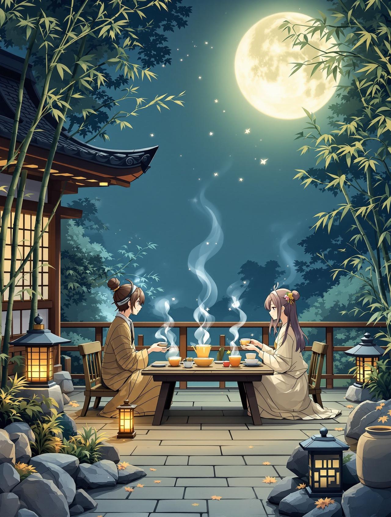 哔咔动漫编辑推荐番剧《月下茶会》封面 - 日常 / 治愈,编辑月见倾情推荐